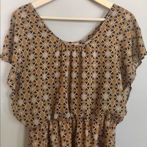 BarIII—Goldenrod and Black Geometric Print Dress—L